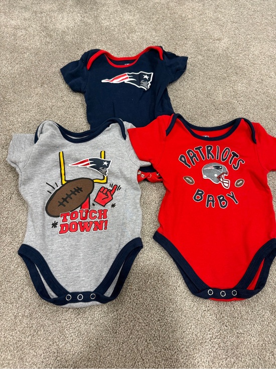 Other - Set of 3 NFL Patriots Bodysuits- Size 9-12 months